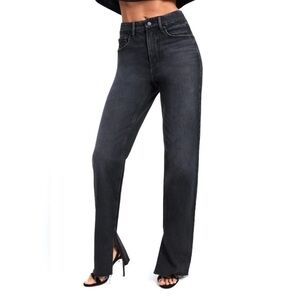 GOOD AMERICAN Good Icon Split Hem Straight Leg High Waist Jean NWT Size 14/32